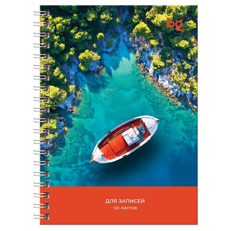 Записная книжка А6 120л., на гребне BG "Прекрасный вид", глянцевая ламинация, твердая обложка