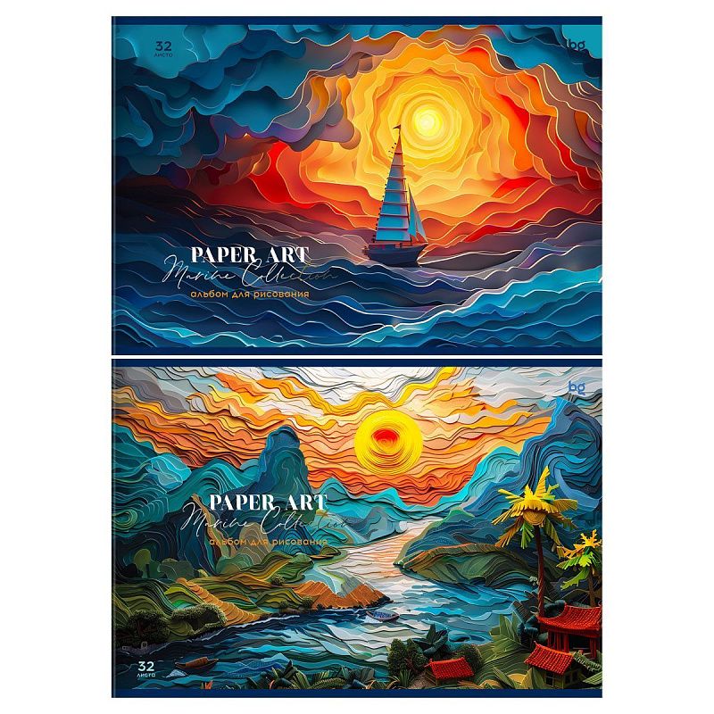 Альбом для рисования 32л., А4, на скрепке BG "Paper art", выб. лак