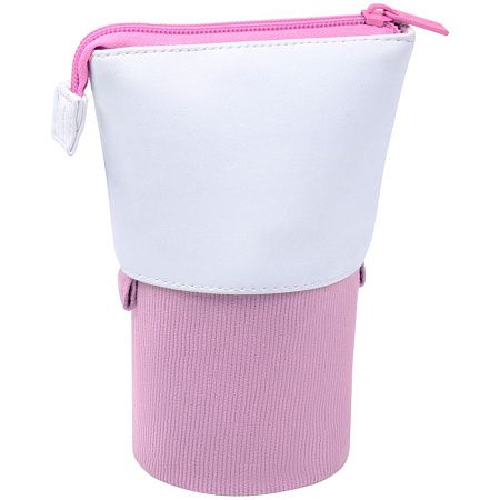 Пенал-стакан 1 отделение, 170*75 Berlingo "Pink case", вельвет, экокожа 