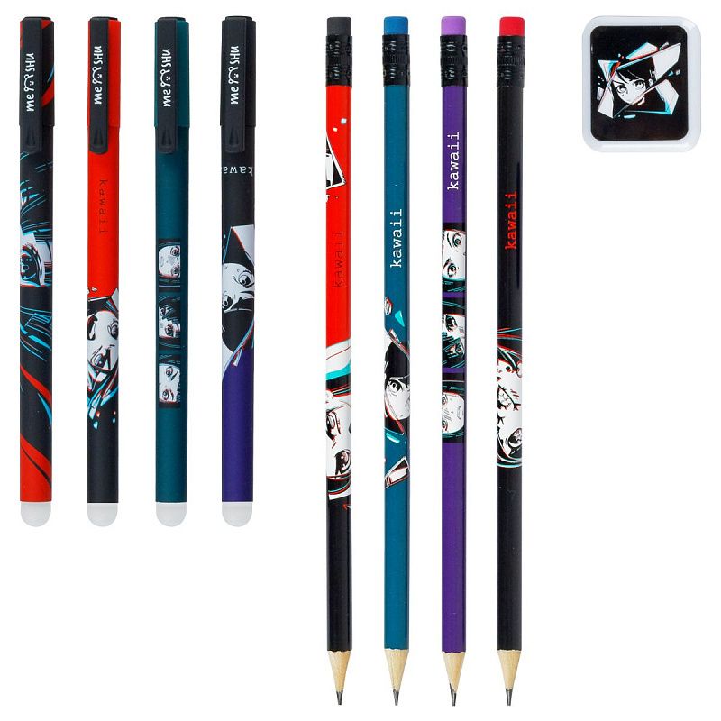 Набор канцелярских принадлежностей MESHU "Kawaii", 9 предметов