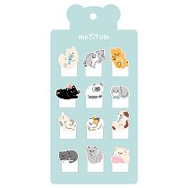 Флажки-закладки MESHU "Sweety kitty" пластиковые фигурные, 20л*12 дизайнов, европодвес