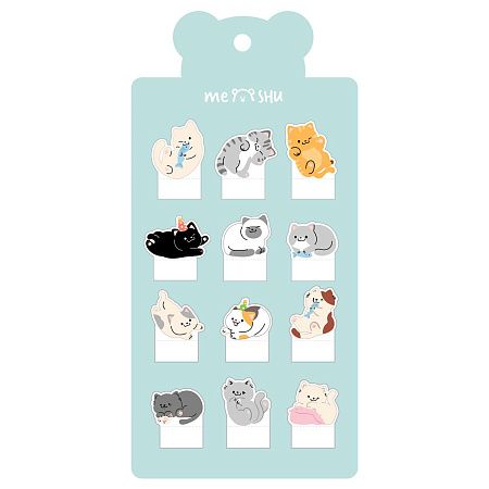 Флажки-закладки MESHU "Sweety kitty" пластиковые фигурные, 20л*12 дизайнов, европодвес