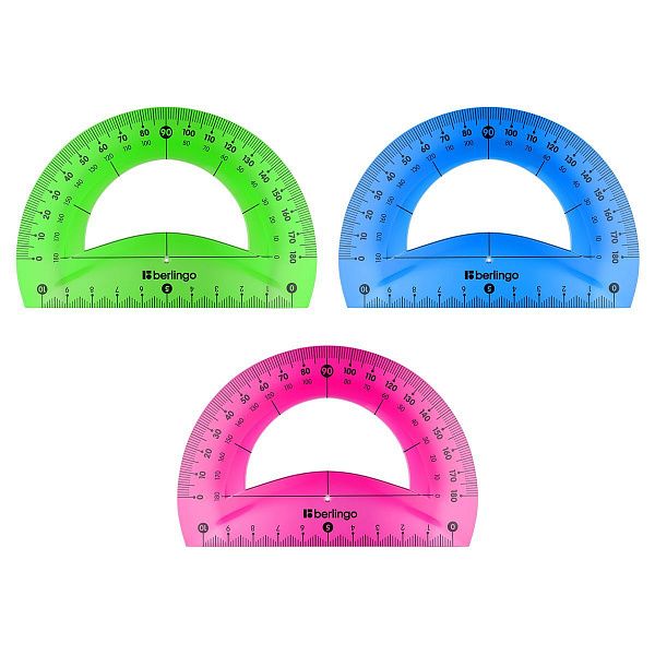 Транспортир 10см, 180° Berlingo "Flexy", пластиковый, гибкий, ассорти, европодвес