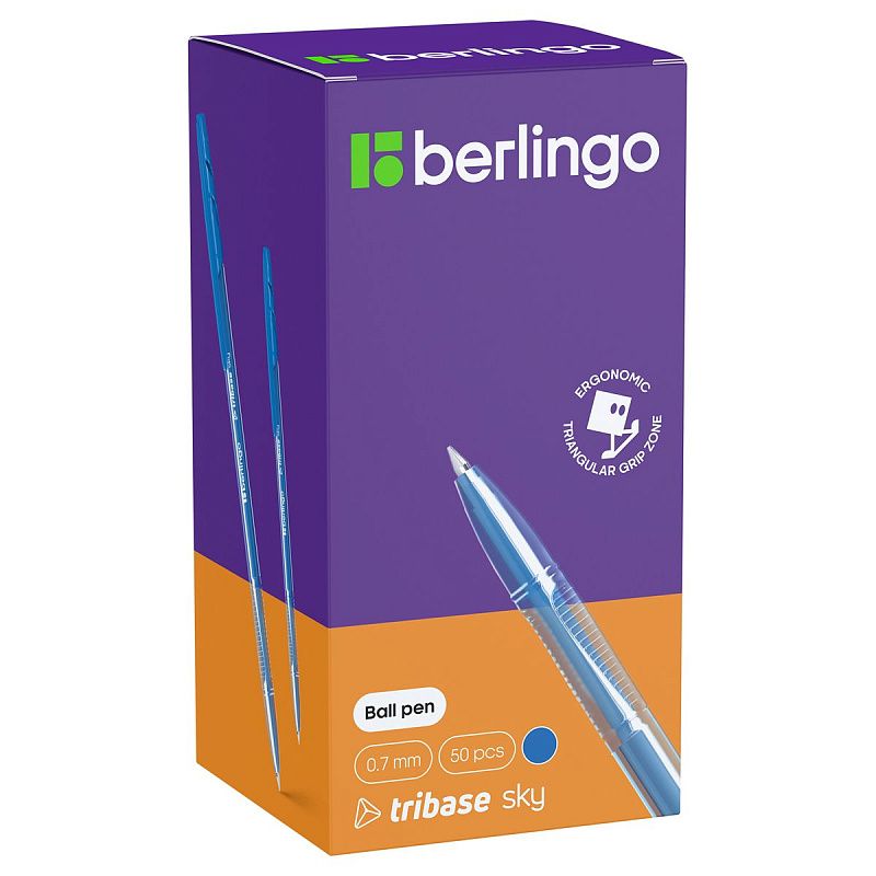Ручка шариковая Berlingo "Tribase Sky" светло-синяя, 0,7мм 