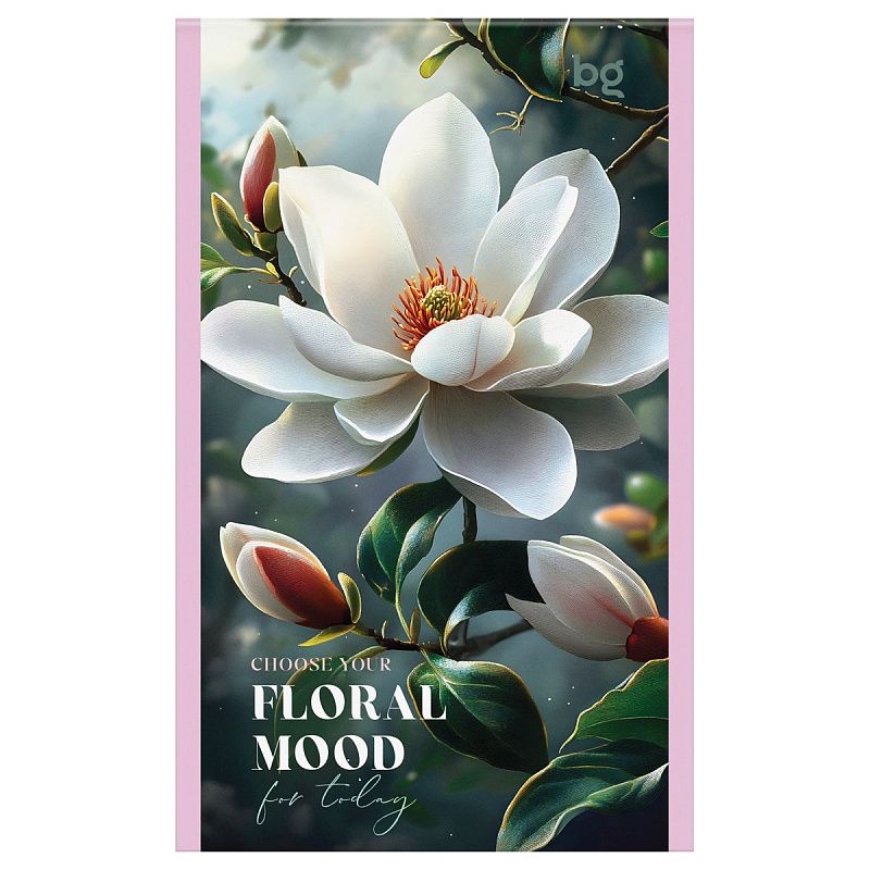 Блокнот А6 32л., на скрепке BG "Floral mood", блестки