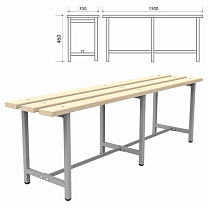 Скамья деревянная на металлокаркасе "СТ 3", 1500х350х460 мм, каркас металлический серый, сиденье дерево