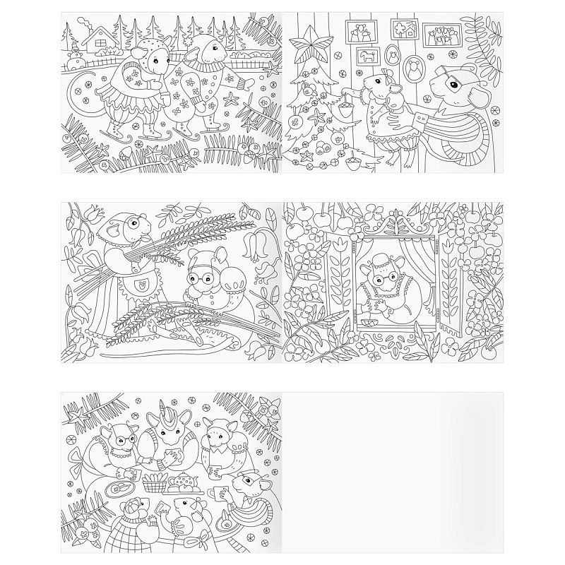 Раскраска А4, 16 стр., ТРИ СОВЫ "Для творчества и вдохновения. Дружная семейка"