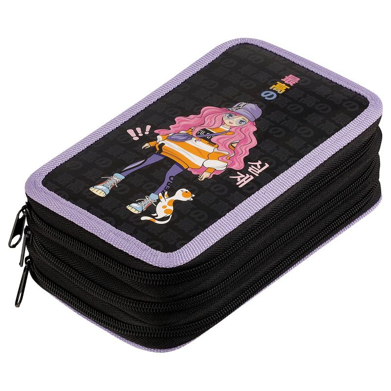 Пенал 3 отделения, 190*110 ArtSpace "Kawaii girl", ламинированный картон 