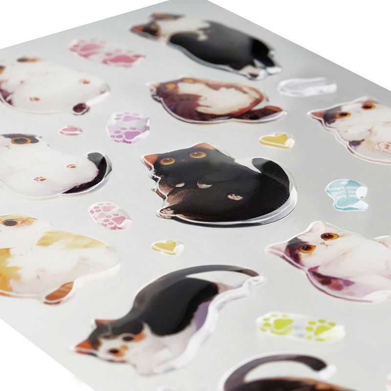 Наклейки гелевые MESHU  "Cute Cat" , 10*23см, инд. уп., европодвес
