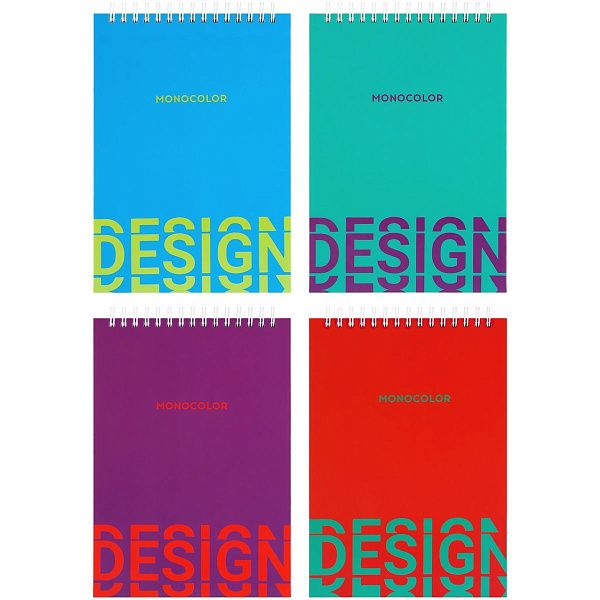 Блокнот А5 80л. на гребне BG "Mono design", твердая обложка, глянцевая ламинация