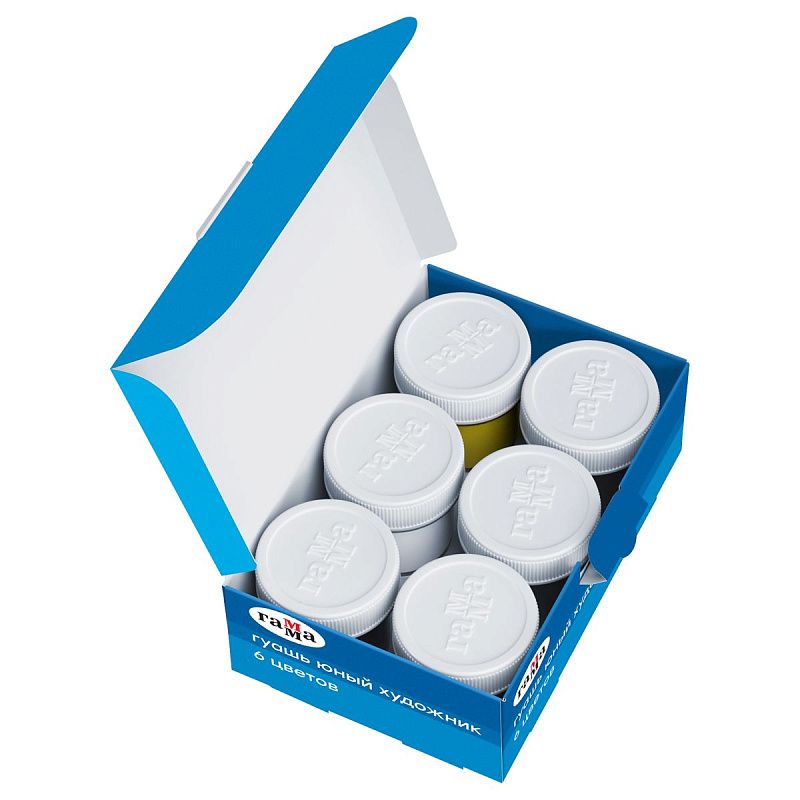 Гуашь Гамма "Юный художник NEW", 06 цветов, 17,5мл, картон. упаковка