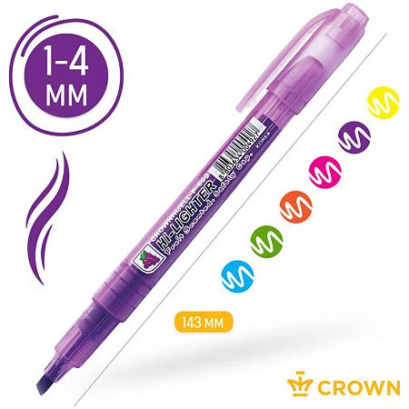 Набор текстовыделителей Crown "Multi Hi-Lighter Aroma" 06цв., 1-4мм, ароматиз., чехол с европодвесом 