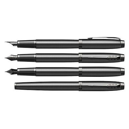 Ручка перьевая PARKER "IM Achromatic Black BT", черный матовый, нержавеющая сталь, синяя, 2127741 