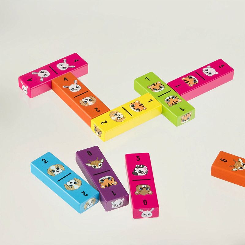 Игра настольная ТРИ СОВЫ "Цветная башня" 2в1 с домино, 54 бруска, кубик, уголок для сборки, картонная коробка 