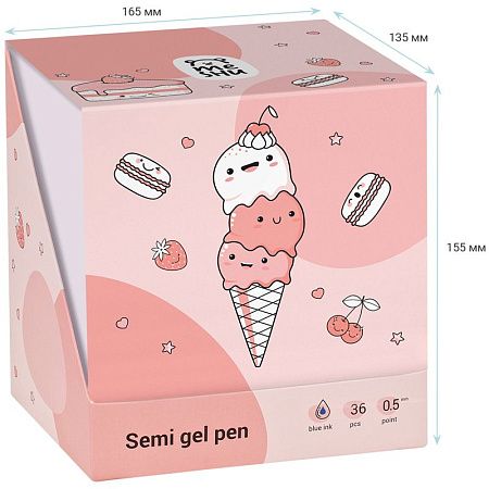 Ручка шариковая автоматическая MESHU "Sweets" синяя, 0,5мм, грип, корпус ассорти, с топпером 