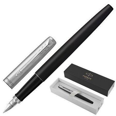 Ручка перьевая PARKER "Jotter Bond Street Black CT", черный, детали нержавеющая сталь, синяя, 2030947 