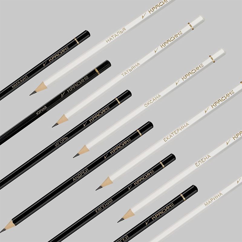 Карандаши ч/г Красин "Мужские имена" ТМ (НВ), шестигр., заточен., ассорти, карт. упаковка., европодвес 
