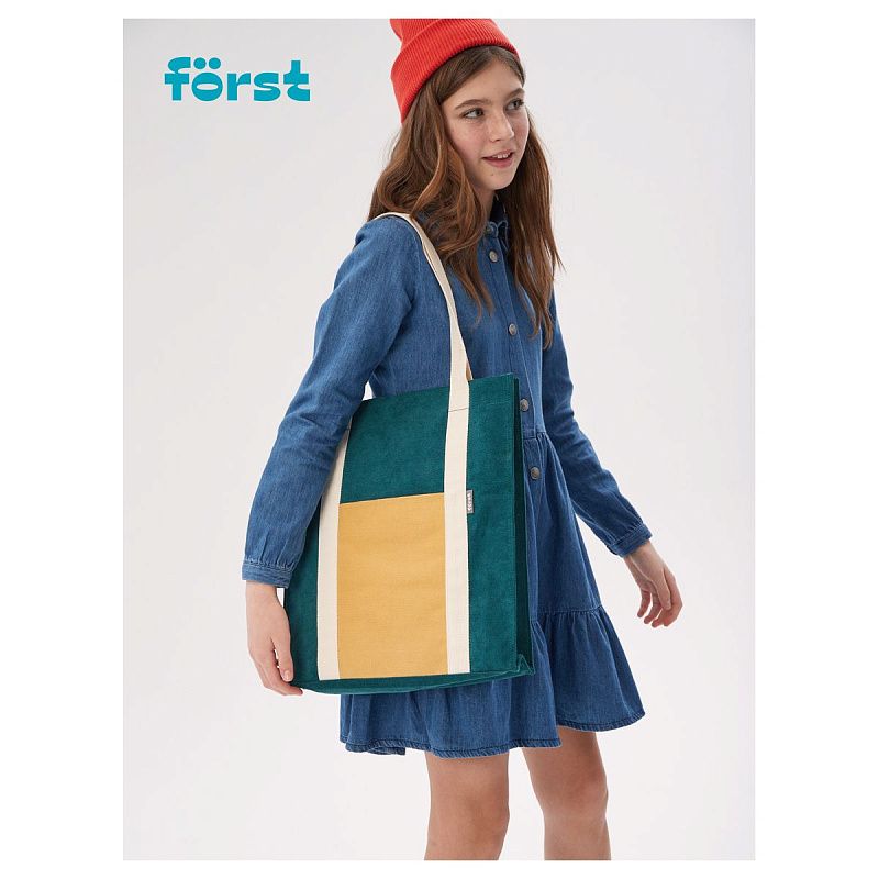 Сумка-шоппер Först "Grass" 40*35*8см, 1 отделение, 1 карман, вельветовая на кнопке 