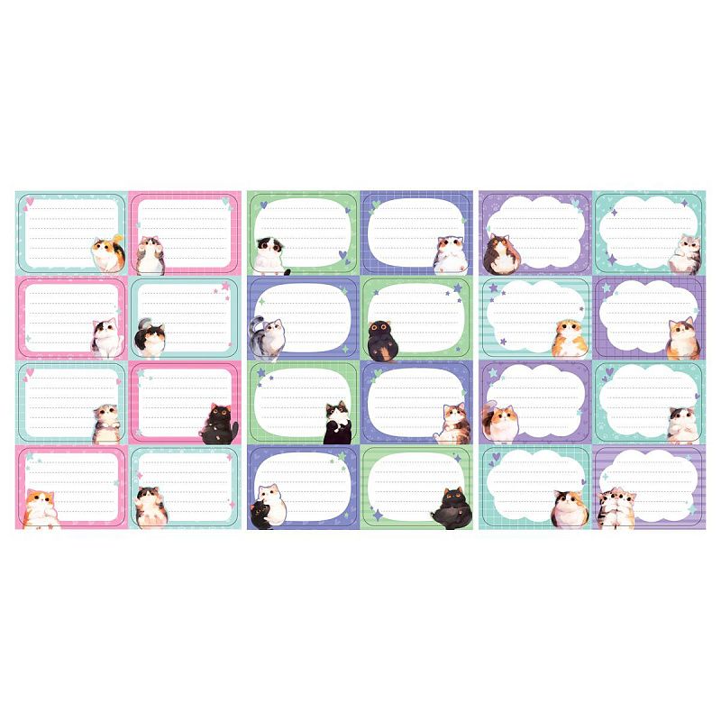 Набор бумажных наклеек для маркировки школьных принадлежностей MESHU "Cute cats", ассорти 6шт., европодвес