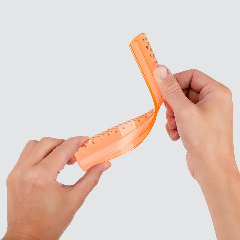 Линейка 20см СТАММ, пластиковая, гибкая, прозрачная, оранжевая, европодвес 