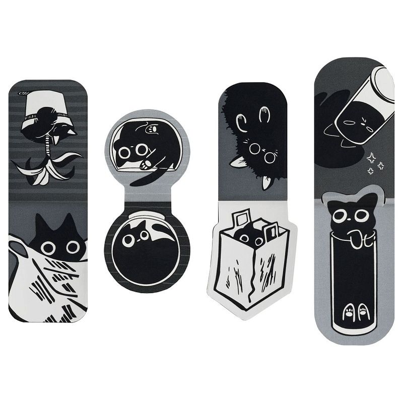 Закладки магнитные для книг, 4шт., MESHU "Meow Sy", соф-тач 