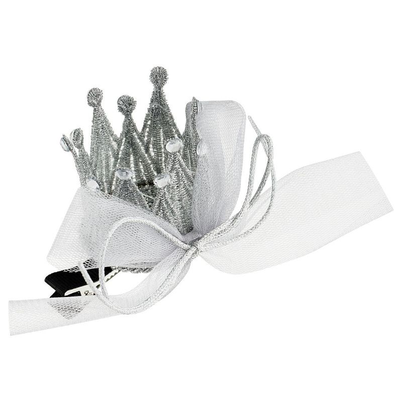 Заколка для волос MESHU, прищепка-корона, серебристая, пвх-бокс и европодвес