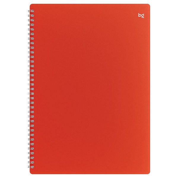 Тетрадь 48л., А4 клетка на гребне BG "Base", пластиковая обложка, красный