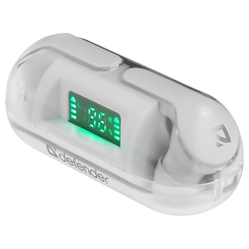 Наушники с микрофоном беспроводные Defender Twins 916, Bluetooth, разъем Type-C, белый
