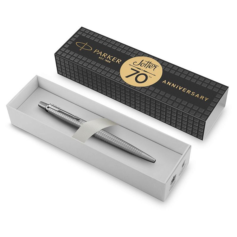 Ручка шариковая Parker "Jotter 70th Stainless Steel CT" синяя, 1,0мм, кнопочн., подарочная упаковка 