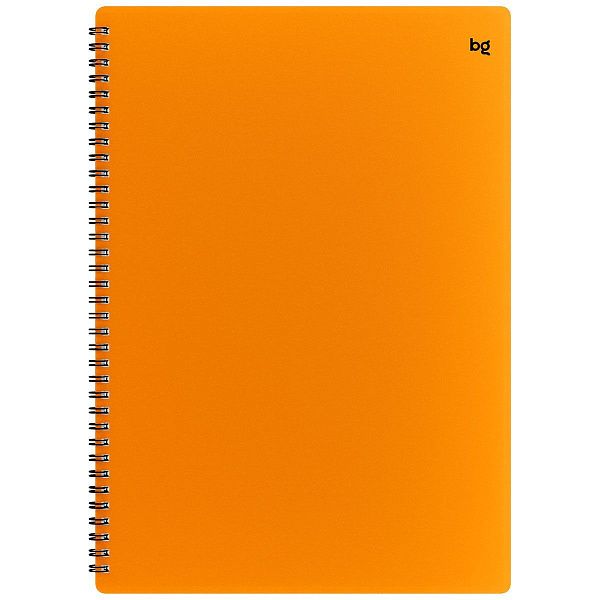 Тетрадь 80л., А4 клетка на гребне BG "Neon", пластиковая обложка, оранжевый