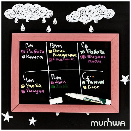 Маркер меловой MunHwa "Chalk Marker" белый, 3мм, спиртовая основа, пакет 