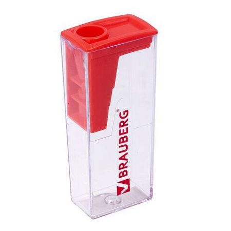 Точилка BRAUBERG "Assistant", с контейнером, пластиковая, корпус ассорти, 228451 