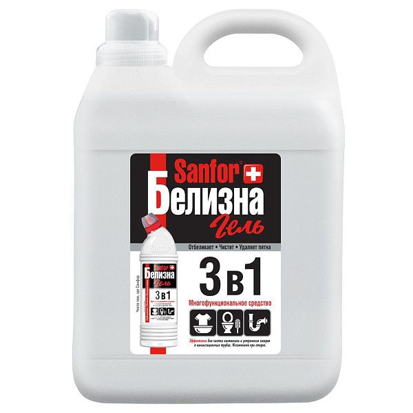 Средство чистящее отбеливающее Sanfor "Белизна-гель", 3в1, с комплексным действием, 5л 