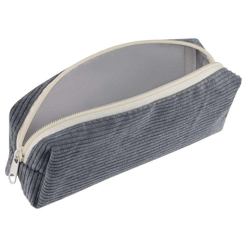 Пенал, 200*70*50 ArtSpace "Corduroy", серый вельвет, подкладка 