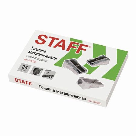 Точилка STAFF "Basic" PS-529, металлическая клиновидная, в картонной коробке, 226529 