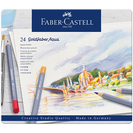 Карандаши акварельные художественные Faber-Castell "Goldfaber Aqua", 24цв., метал. коробка