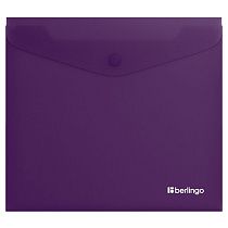 Папка-конверт на кнопке Berlingo "Soft Touch", А5+, 200мкм, софт-тач, фиолетовая