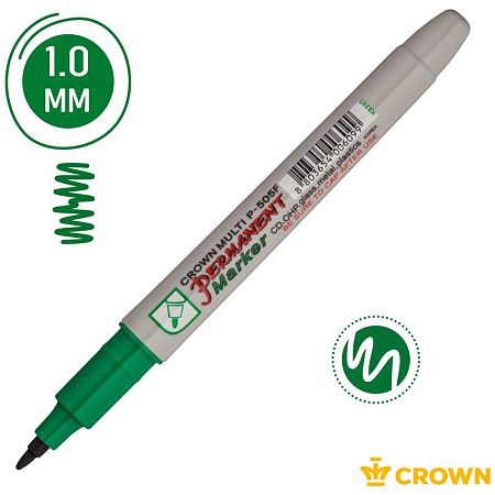 Маркер перманентный Crown "Multi Marker Super Slim" зеленый, пулевидный, 1мм 