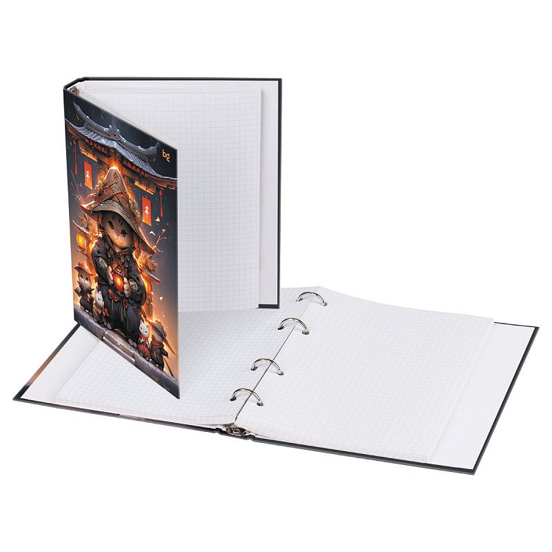 Тетрадь на кольцах А5, 160л., BG "Котики-самураи", глянцевая ламинация