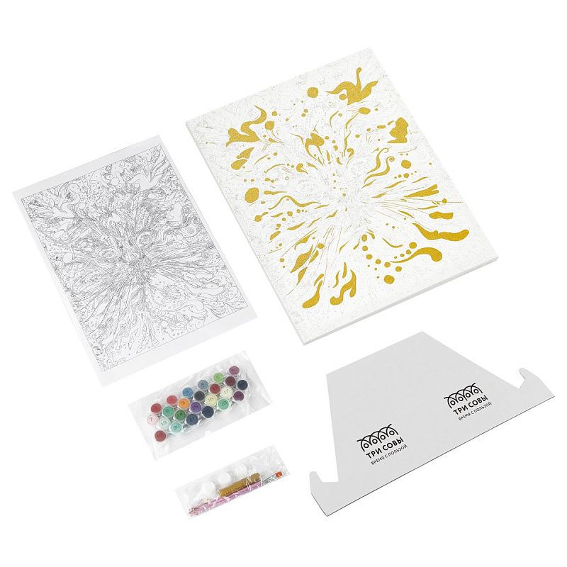 Картина по номерам на холсте с глиттером ТРИ СОВЫ "Кот-холи", 40*50, с акриловыми красками и кистями