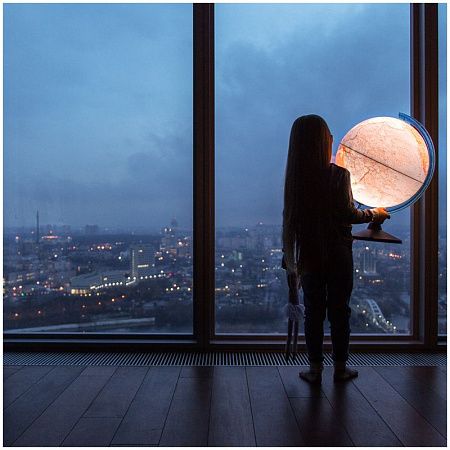 Глобус физико-политический Globen, 21см, с подсветкой от батареек на круглой подставке 