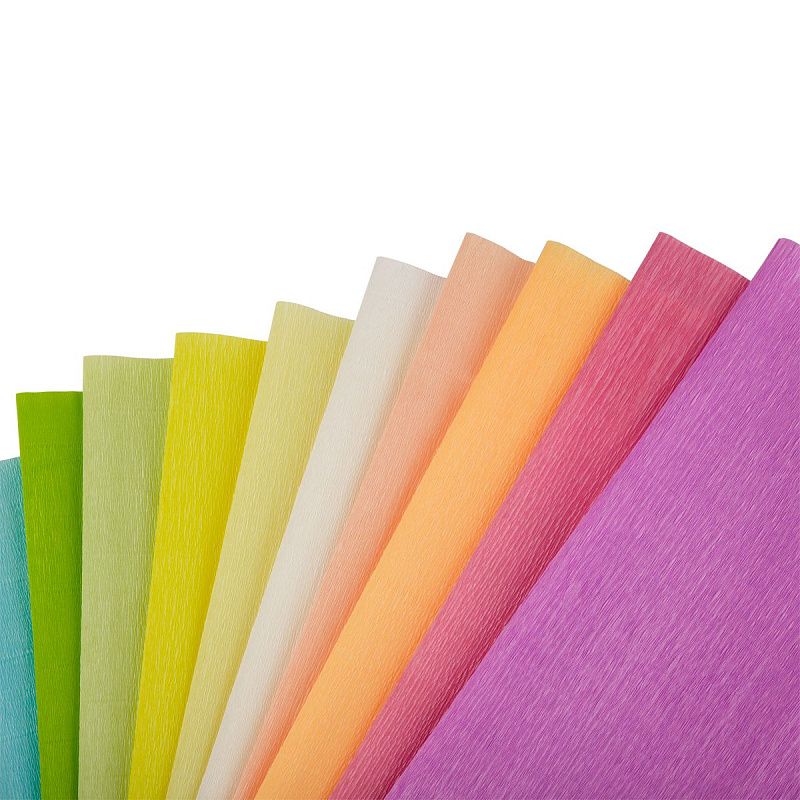 Набор крепированной бумаги ТРИ СОВЫ, 50*250см, 110г/м2, 10шт, пастель, в рулонах