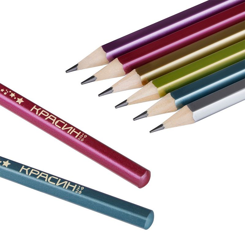 Карандаш ч/г Красин "Металлик" ТМ (НВ),  шестигран., заточен., ассорти. 
