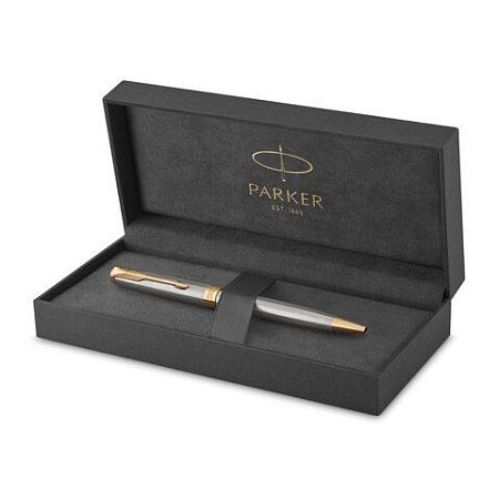Ручка шариковая PARKER "Sonnet Core Stainless Steel GT", корпус серебро, позолота, черная, 1931507 
