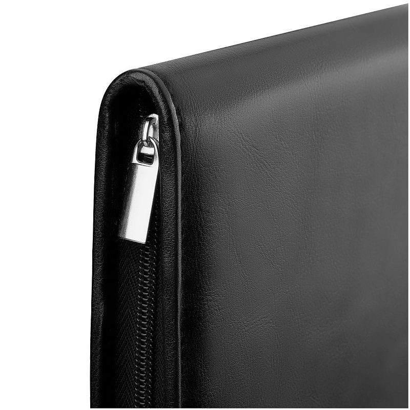 Папка деловая OfficeSpace "Merkury" имп. кожзам., на молнии, блокнот, зажим для бумаг 