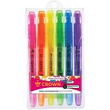 Набор текстовыделителей Crown "Multi Hi-Lighter Aroma" 06цв., 1-4мм, ароматиз., чехол с европодвесом