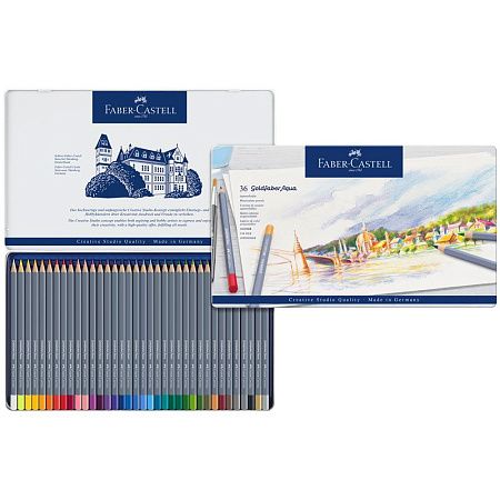 Карандаши акварельные художественные Faber-Castell "Goldfaber Aqua", 36цв., метал. коробка