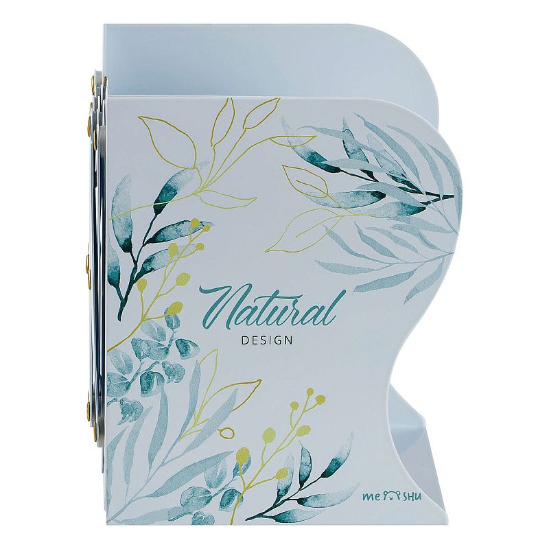 Подставка для книг MESHU "Natural", металлическая, 3 отделения, раздвижная 