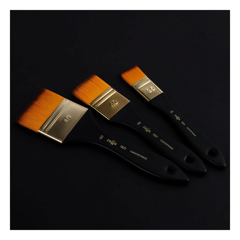 Набор художественных флейцев синтетика Гамма, 3шт., №25, 40, 60