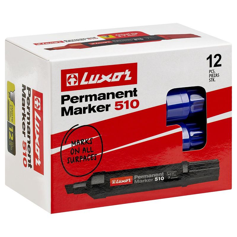 Маркер перманентный промышленный Luxor "510" синий, скошенный, 5-7мм 